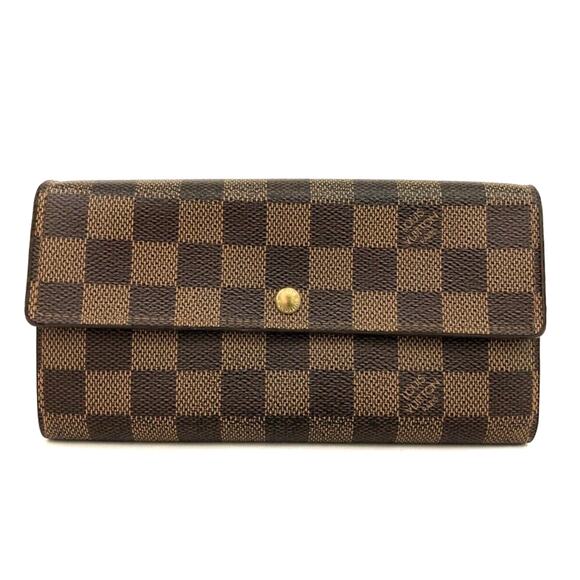 Authentic LV Louis Vuitton Damier Porte Feuille Sarah Long Bifold Wallet - Picture 1 of 9